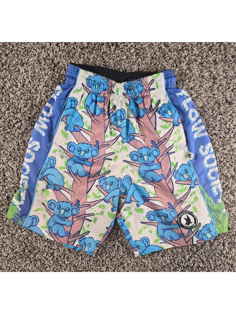 Flow Society Boys Sz M Lacrosse Athletic Mesh Shorts Koala Bear Tree Print